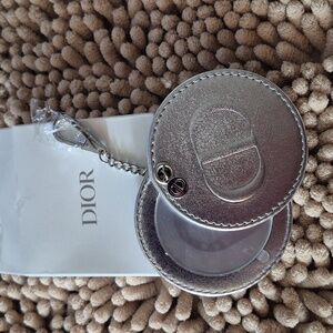 Dior Silver Leather Rotating Mirror With Box.